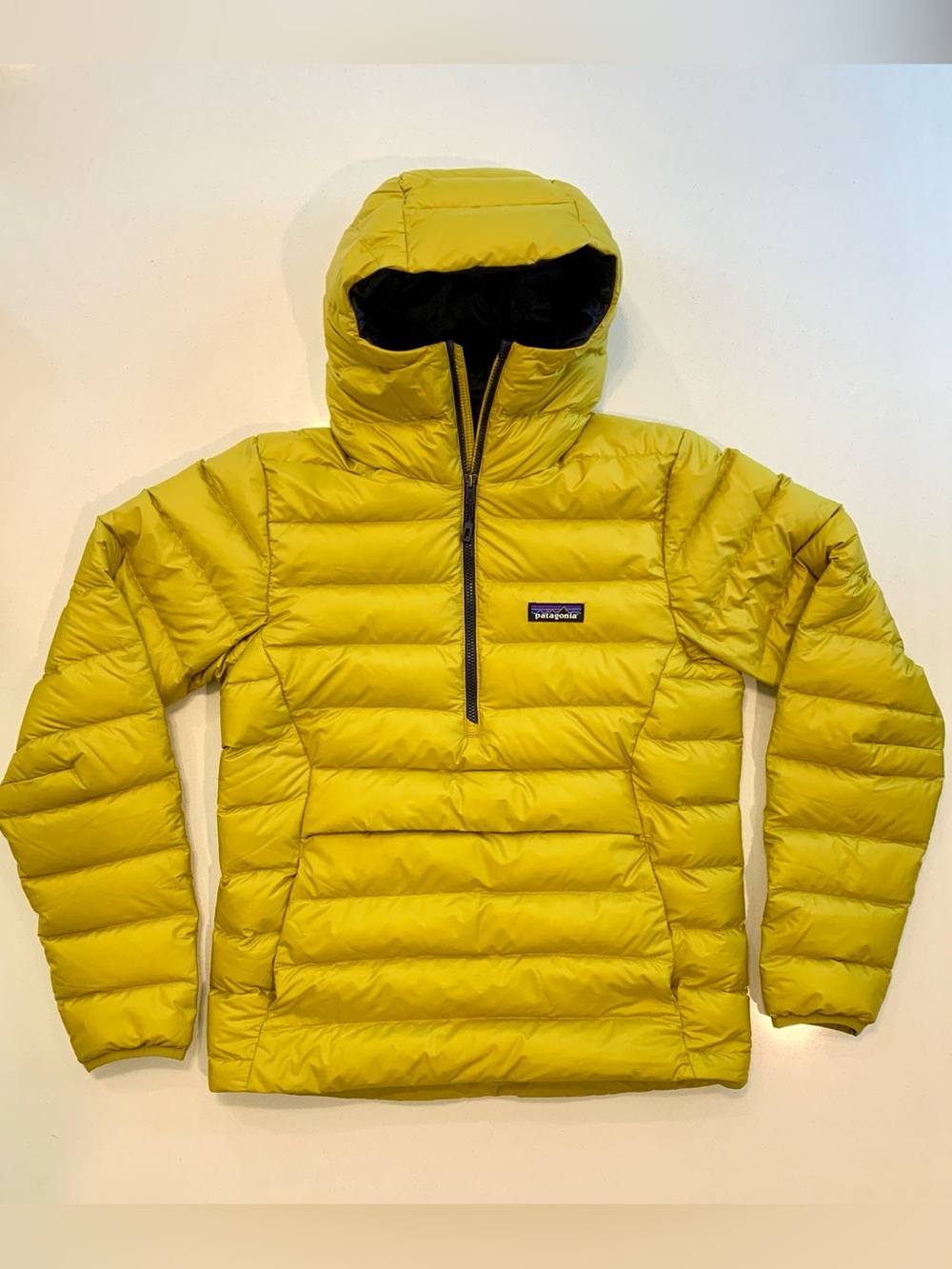 Patagonia Men's Yellow Down Sweater Hooded Pullover Jacket
